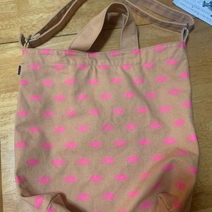 Tan/Pink Eye print baggy tote bag